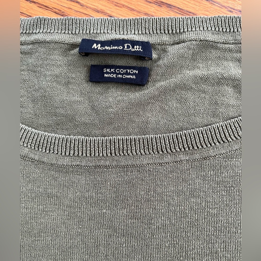 Massimo Dutti lightweight knit in Khaki. Silk cotton size M. Beautiful details. - Picture 6 of 9